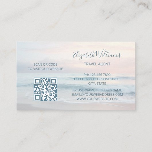 Carte De Visite Les couleurs Ocean Pastel | Code QR (Dos)