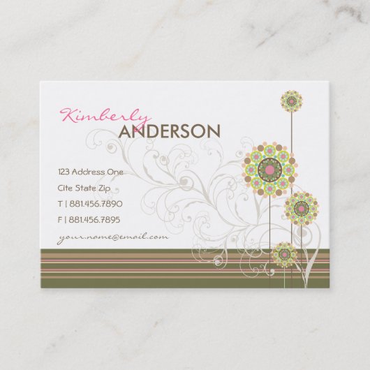 Carte De Visite Les Dots De Fleur De Whimsical Fluent Et Fléchisse (Devant)