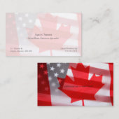 Carte De Visite Les drapeaux canadiens et américains disparaissent (Devant / Derrière)