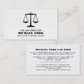 Carte De Visite Les échelles de la justice, juriste (Devant / Derrière)