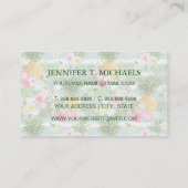 Carte De Visite Les fleurs et les rayures tropicales d'ananas | (Dos)