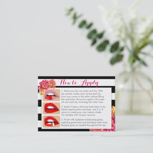 Carte De Visite Les fleurs roses sur noir et blanc s'appliquent et (Debout devant)