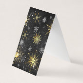 Carte De Visite Les flocons dorés de Noël sur l'Arrière - plan noi (Devant)