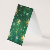 Carte De Visite Les flocons dorés de Noël sur l'Arrière - plan ver (Devant)