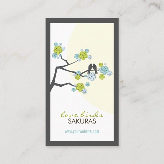 Carte De Visite Les inséparables Sakura de fleurs de cerisier (Devant)