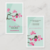 Carte De Visite Les inséparables Sakura de fleurs de cerisier (Devant / Derrière)