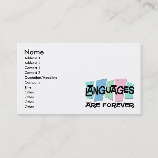 Carte De Visite Les langues sont Forever (Devant)