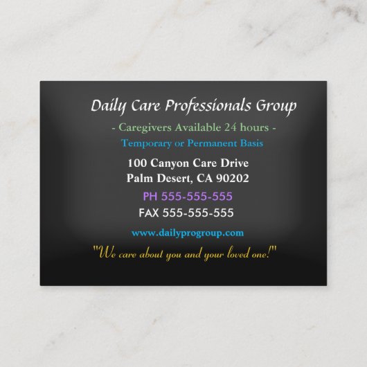 Carte De Visite Les Mains De L'Aide Professionnelle (Dos)