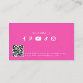 Carte De Visite Les médias sociaux influencent photo qr code rose (Dos)