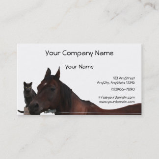 Carte De Visite Les meilleurs amis chat et cheval caressent