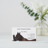 Carte De Visite Les meilleurs amis chat et cheval caressent (Debout devant)