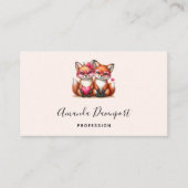 Carte De Visite Les mignons renards orange en amour (Devant)