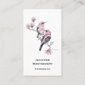 Carte De Visite Les oiseaux chanteurs roses sur une branche d'arbr (Devant)