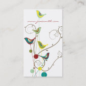 Carte De Visite Les Oiseaux D'Été Aux Couleurs Blancs Et Les Fleur (Dos)