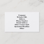 Carte De Visite Les Patters de Terracotta (Dos)