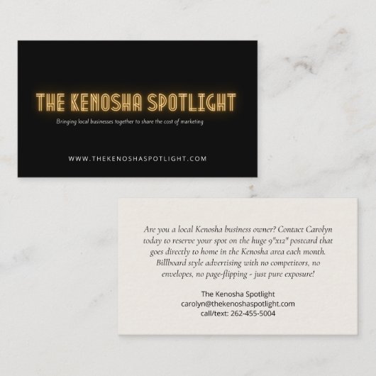 Carte De Visite Les projecteurs de Kenosha (Devant / Derrière)