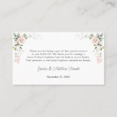 Carte De Visite Les roses roses traversent le Merci du baptême (Dos)