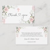 Carte De Visite Les roses roses traversent le Merci du baptême (Devant / Derrière)