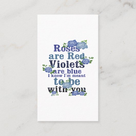 Carte De Visite Les roses sont rouges violet sont bleus je sais qu (Devant)