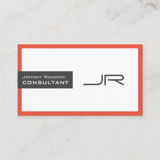 Carte De Visite L'espace encadré moderne avec le gris rouge blanc (Devant)