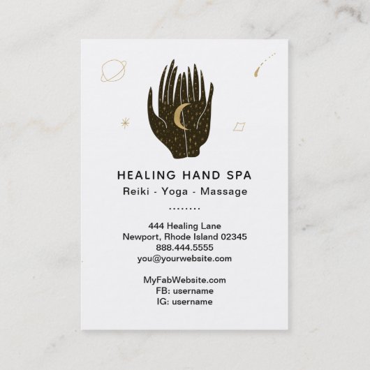 Carte De Visite *~* L'Espace Lune Étoiles Mains Celestiques De Gué (Dos)