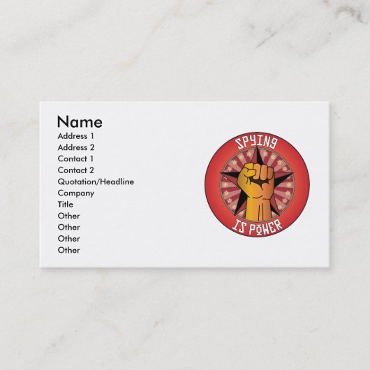 Carte De Visite L'espionnage est puissance (Devant)