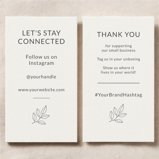 Carte De Visite Let's Stay Connected Neutral Minimalist Small