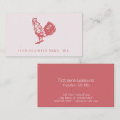 Carte De Visite Letterpress Style Red Roster (Devant / Derrière)