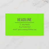 Carte De Visite lettrage audacieux vert fluorescent (Dos)