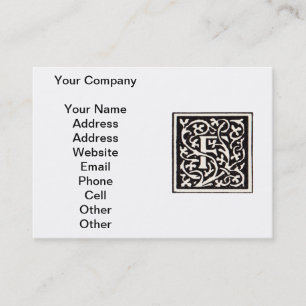 Carte De Visite Lettre Art Nouveau F Monogramme Vintage