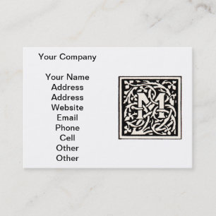 Carte De Visite Lettre Art Nouveau M Monogramme Vintage