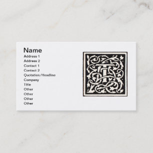 Carte De Visite Lettre Art Nouveau T Monogramme Vintage