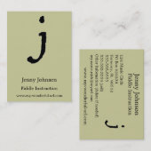 CARTE DE VISITE LETTRE ARTISTIQUE "J" HANDIE À LA MAIN (Devant / Derrière)