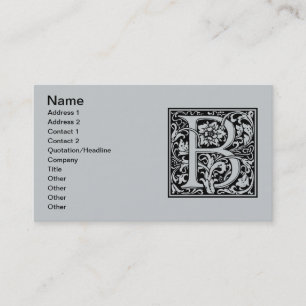 Carte De Visite Lettre B Monogramme Art Nouveau Médiéval