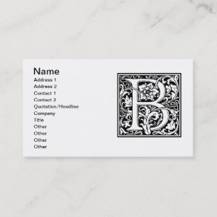 Carte De Visite Lettre B Monogramme Art Nouveau Médiéval