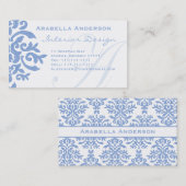 Carte De Visite Lettre bleue et blanche élégante A de damassé (Devant / Derrière)