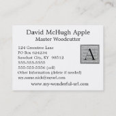 Carte De Visite Lettre bloc "A" Woodblock Initial (Dos)