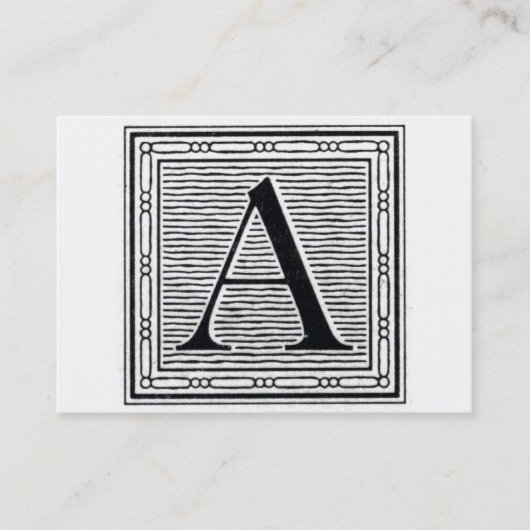 Carte De Visite Lettre bloc "A" Woodblock Initial (Devant)
