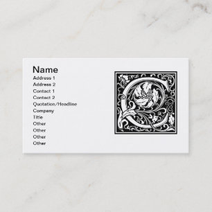 Carte De Visite Lettre C Monogramme Art Nouveau Médiéval