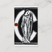 Carte De Visite LETTRE C MONOGRAMME BLANC NOIR, GEM Pearl ROUGE (Dos)