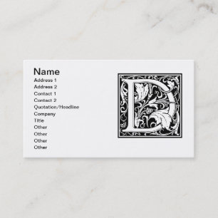 Carte De Visite Lettre D Monogramme Art Nouveau Médiéval