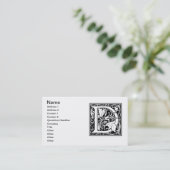 Carte De Visite Lettre D Monogramme médiéval Art Nouveau (Debout devant)