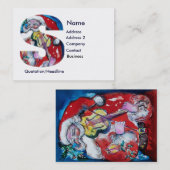 CARTE DE VISITE LETTRE DE NOËL / PÈRE NOËL AVEC MONOGRAM DE VIOLON (Devant / Derrière)