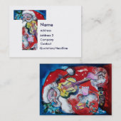 CARTE DE VISITE LETTRE DE NOËL / PÈRE NOËL AVEC MONOGRAM DE VIOLON (Devant / Derrière)