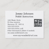 Carte De Visite Lettre décorative "J" Woodcut Woodblock Initial (Dos)