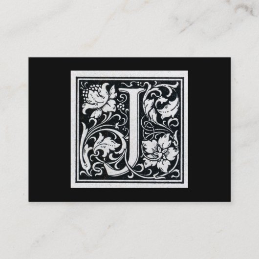 Carte De Visite Lettre décorative "J" Woodcut Woodblock Initial (Devant)