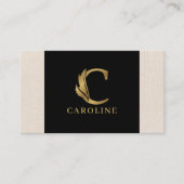 Carte De Visite Lettre d'or C décoratif floral (Devant)