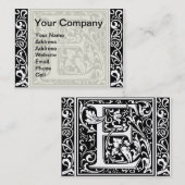 Carte De Visite Lettre E Monogramme médiéval Art Nouveau (Devant / Derrière)