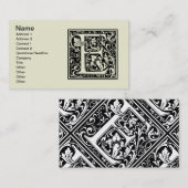 Carte De Visite Lettre E Monogramme médiéval Art Nouveau (Devant / Derrière)