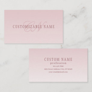 Carte De Visite Lettre Élégante & Monogramme   Rose Ombré